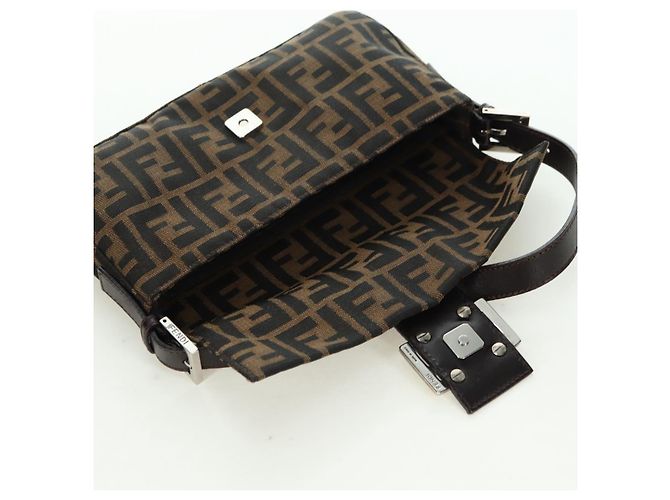 Borsa a spalla Mamma Baguette in tela Zucca FENDI nera e marrone Auth 177212SAV Nero - vista 20