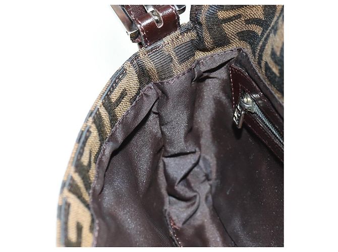 Borsa a spalla Mamma Baguette in tela Zucca FENDI nera e marrone Auth 177212SAV Nero - vista 23