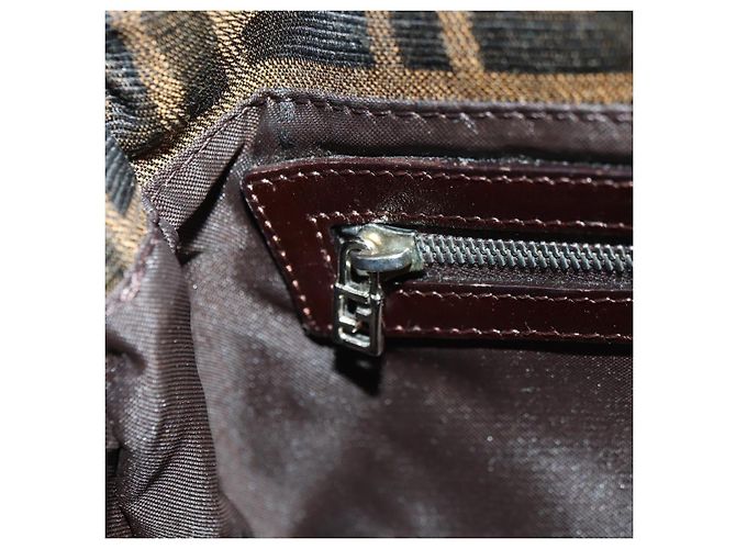 Borsa a spalla Mamma Baguette in tela Zucca FENDI nera e marrone Auth 177212SAV Nero - vista 24