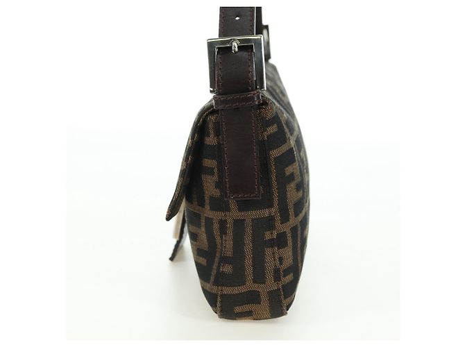 Borsa a spalla Mamma Baguette in tela Zucca FENDI nera e marrone Auth 177212SAV Nero - vista 3