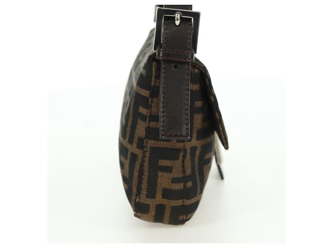Borsa a spalla Mamma Baguette in tela Zucca FENDI nera e marrone Auth 177212SAV Nero - vista 4