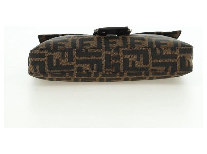 Borsa a spalla Mamma Baguette in tela Zucca FENDI nera e marrone Auth 177212SAV Nero - vista 5