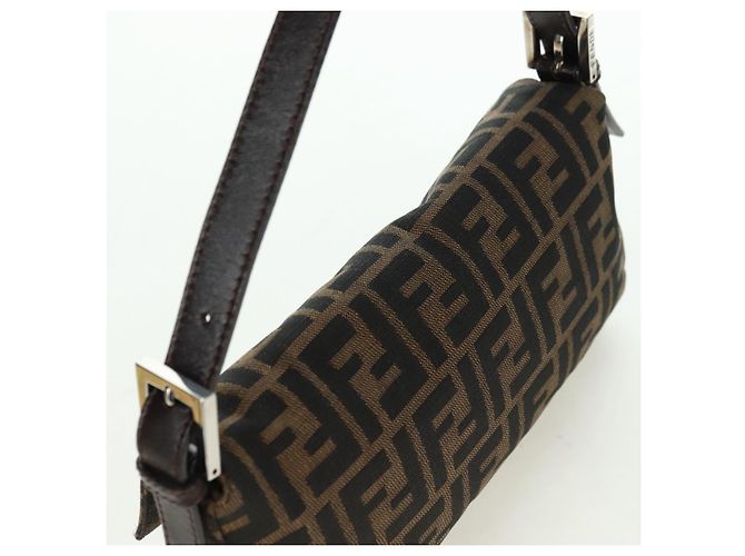 Borsa a spalla Mamma Baguette in tela Zucca FENDI nera e marrone Auth 177212SAV Nero - vista 6