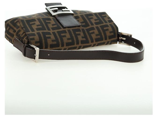 Borsa a spalla Mamma Baguette in tela Zucca FENDI nera e marrone Auth 177212SAV Nero - vista 7