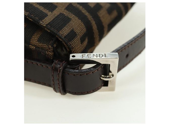 Borsa a spalla Mamma Baguette in tela Zucca FENDI nera e marrone Auth 177212SAV Nero - vista 8