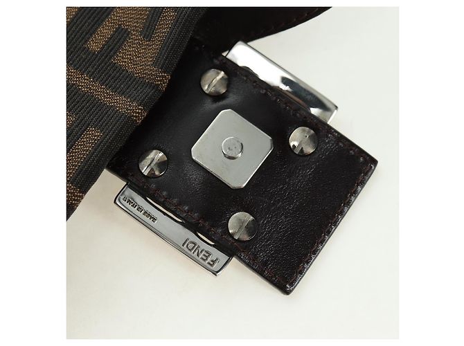 Borsa a spalla Mamma Baguette in tela Zucca FENDI nera e marrone Auth 177212SAV Nero - vista 9
