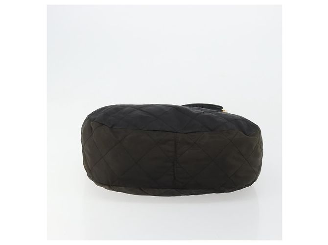 Borsa a spalla con catena Prada in nylon nero e oro Auth bs34879A D'oro - vista 5