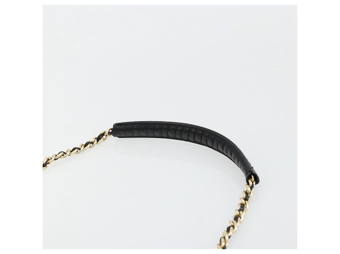 Borsa a spalla con catena Prada in nylon nero e oro Auth bs34879A D'oro - vista 8