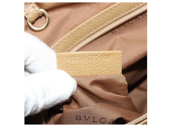 Bulgari Borsa Tote BVLGARI Logo Mania Canvas Beige Oro Auth 177518 D'oro - vista 12
