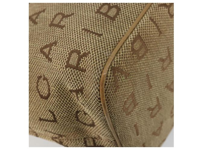 Bulgari Borsa Tote BVLGARI Logo Mania Canvas Beige Oro Auth 177518 D'oro - vista 16
