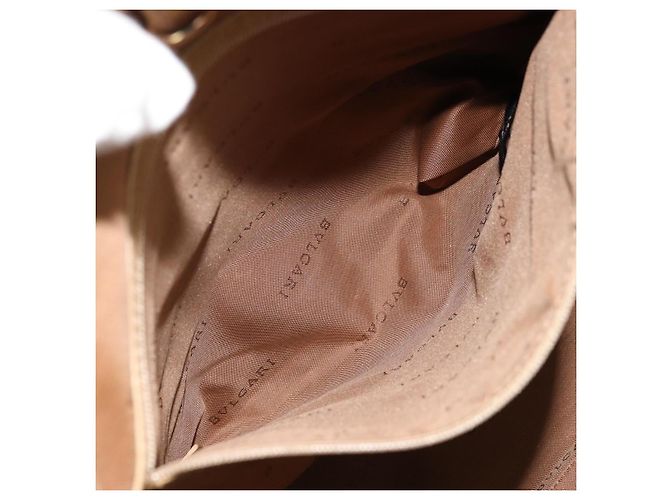 Bulgari Borsa Tote BVLGARI Logo Mania Canvas Beige Oro Auth 177518 D'oro - vista 21