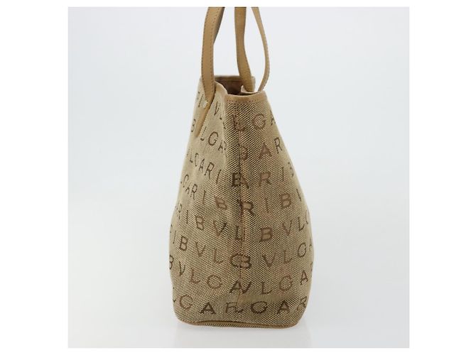 Bulgari Borsa Tote BVLGARI Logo Mania Canvas Beige Oro Auth 177518 D'oro - vista 3