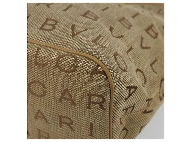 Bulgari Borsa Tote BVLGARI Logo Mania Canvas Beige Oro Auth 177518 D'oro - vista 9