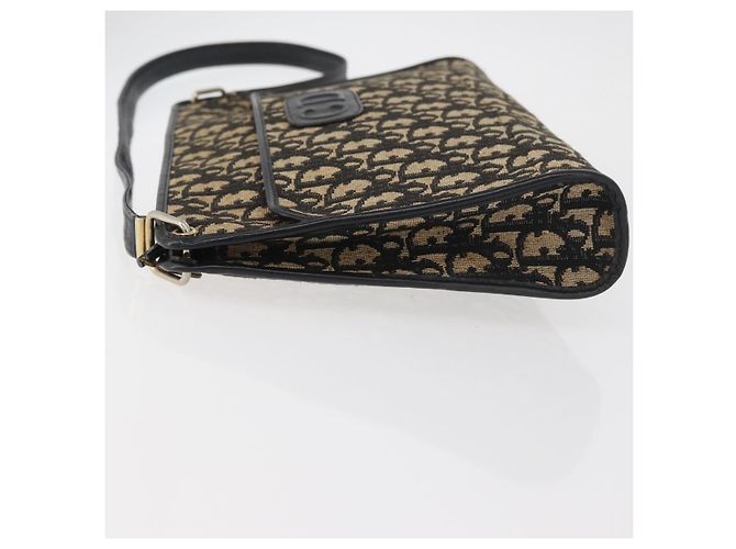 Borsa a Spalla in Tela Trotter Christian Dior Blu Navy Oro Auth 178534 D'oro - vista 6
