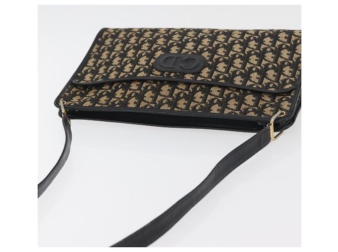 Borsa a Spalla in Tela Trotter Christian Dior Blu Navy Oro Auth 178534 D'oro - vista 7