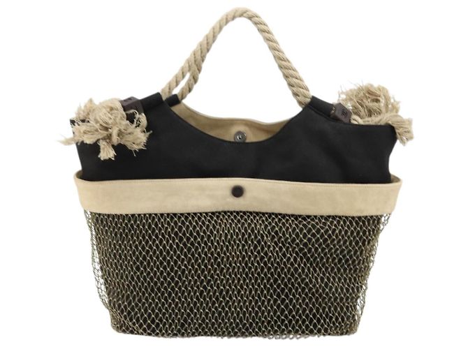CHANEL Sac Tote Toile Noir Argent CC Auth 170532 Argenté - vue 2