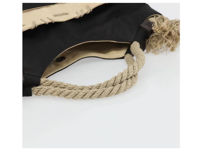 CHANEL Sac Tote Toile Noir Argent CC Auth 170532 Argenté - vue 7