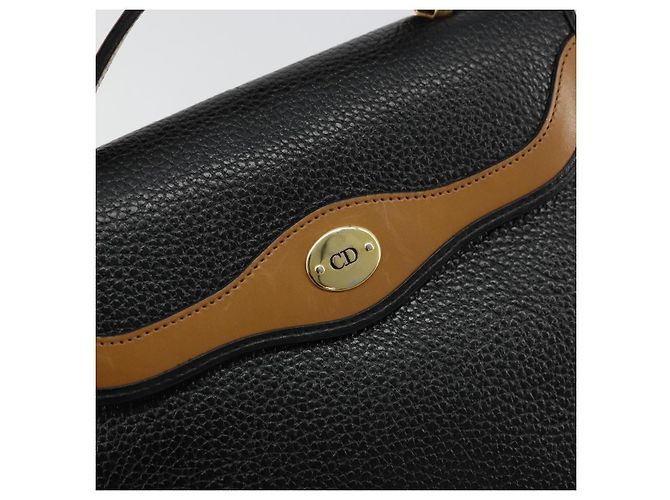 Borsa a mano Christian Dior in pelle nera e oro Auth 177815 Nero D'oro - vista 15
