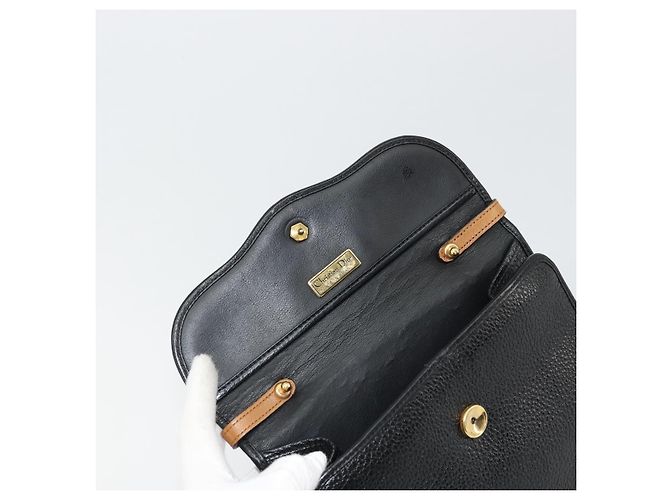 Borsa a mano Christian Dior in pelle nera e oro Auth 177815 Nero D'oro - vista 16