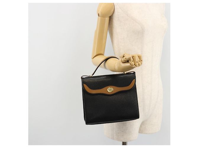 Borsa a mano Christian Dior in pelle nera e oro Auth 177815 Nero D'oro - vista 24