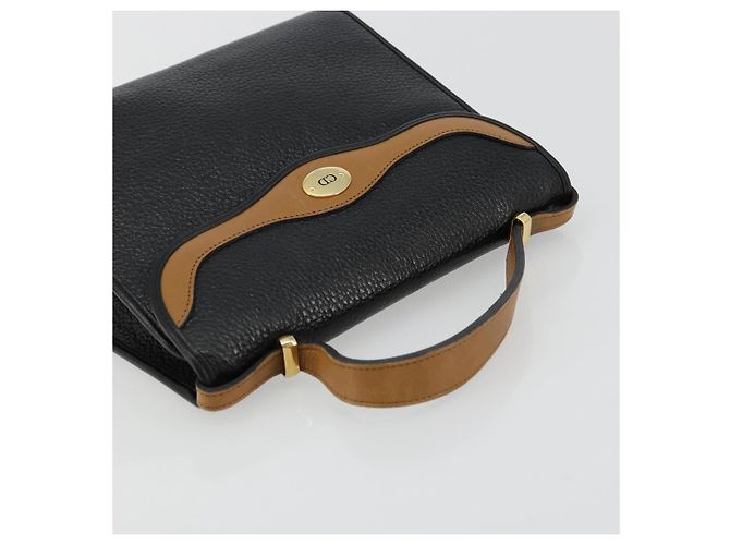 Borsa a mano Christian Dior in pelle nera e oro Auth 177815 Nero D'oro - vista 6