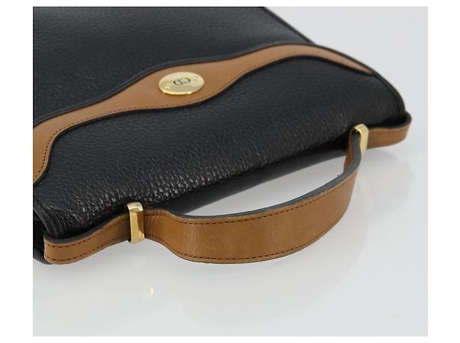 Borsa a mano Christian Dior in pelle nera e oro Auth 177815 Nero D'oro - vista 7