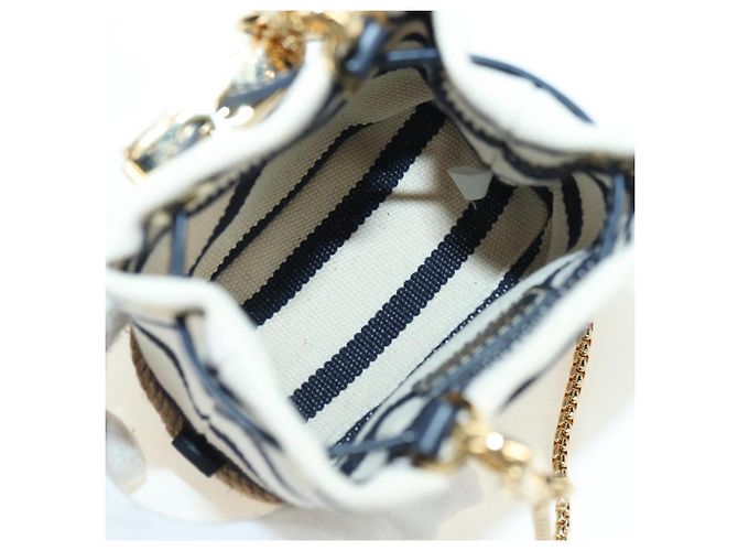 PRADA Borsa a Spalla con Catena in Tela Oro Beige Auth 177142SM D'oro - vista 11