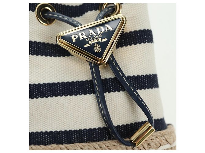 PRADA Borsa a Spalla con Catena in Tela Oro Beige Auth 177142SM D'oro - vista 17