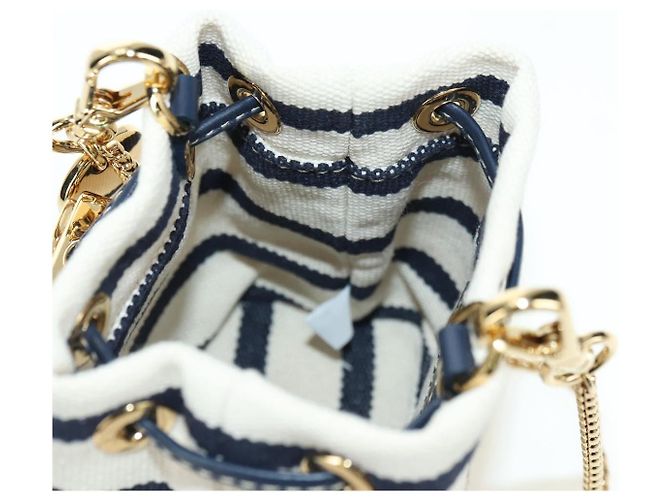PRADA Borsa a Spalla con Catena in Tela Oro Beige Auth 177142SM D'oro - vista 18