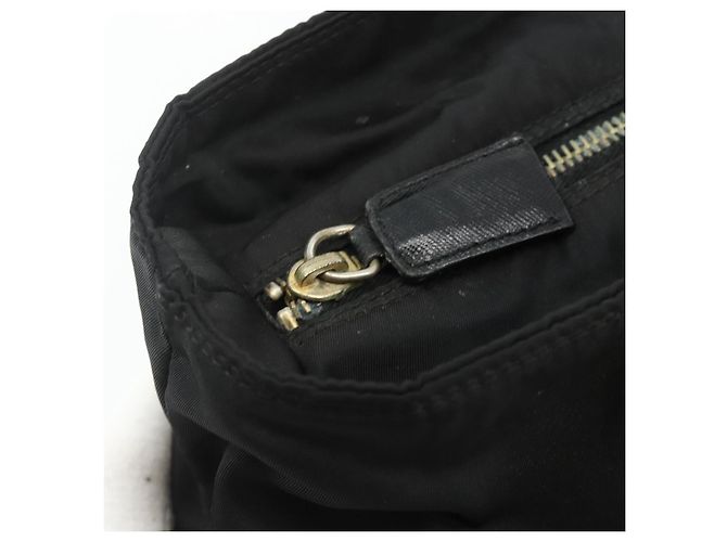 Borsa Tote a Catena Prada Nylon Nero Oro Auth 178129 D'oro - vista 10