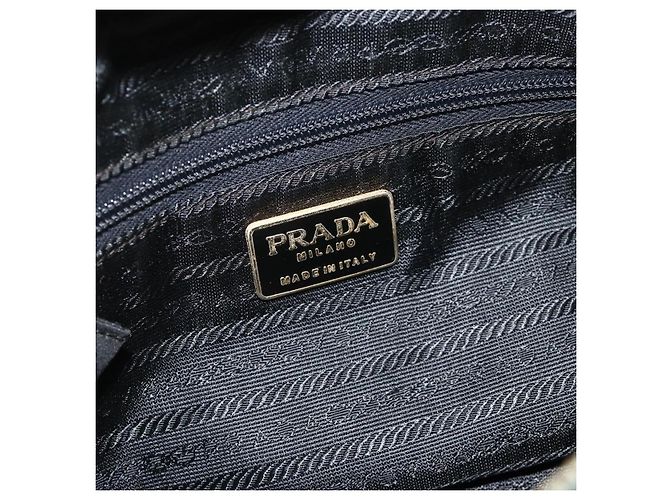 Borsa Tote a Catena Prada Nylon Nero Oro Auth 178129 D'oro - vista 19