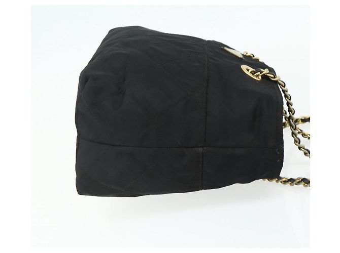 Borsa Tote a Catena Prada Nylon Nero Oro Auth 178129 D'oro - vista 4