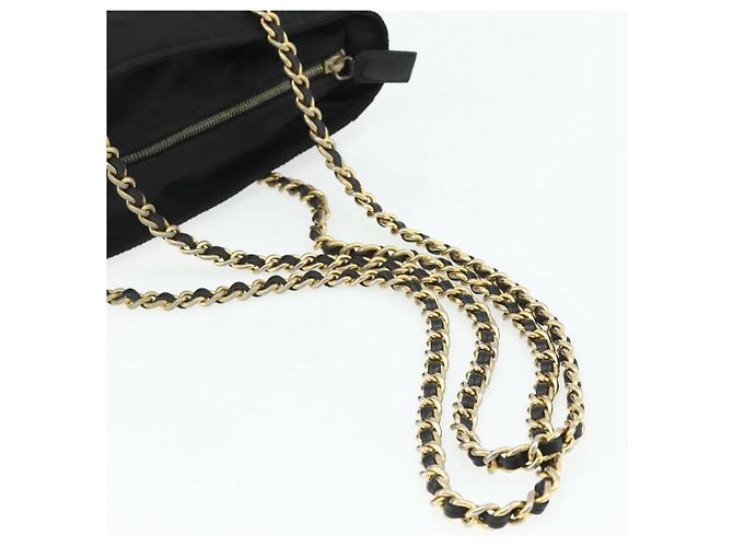 Borsa Tote a Catena Prada Nylon Nero Oro Auth 178129 D'oro - vista 7