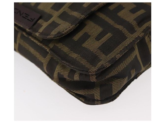 Borsa a Spalla in Tela Zucca FENDI Nera e Marrone Auth 178582 Nero - vista 15