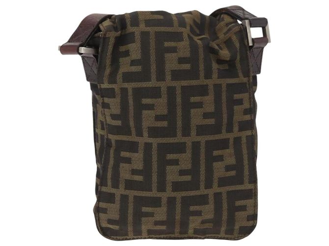 Borsa a Spalla in Tela Zucca FENDI Nera e Marrone Auth 178582 Nero - vista 2