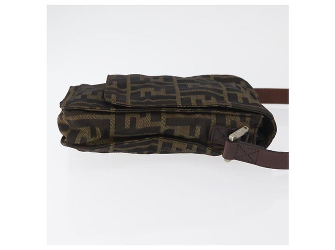 Borsa a Spalla in Tela Zucca FENDI Nera e Marrone Auth 178582 Nero - vista 3