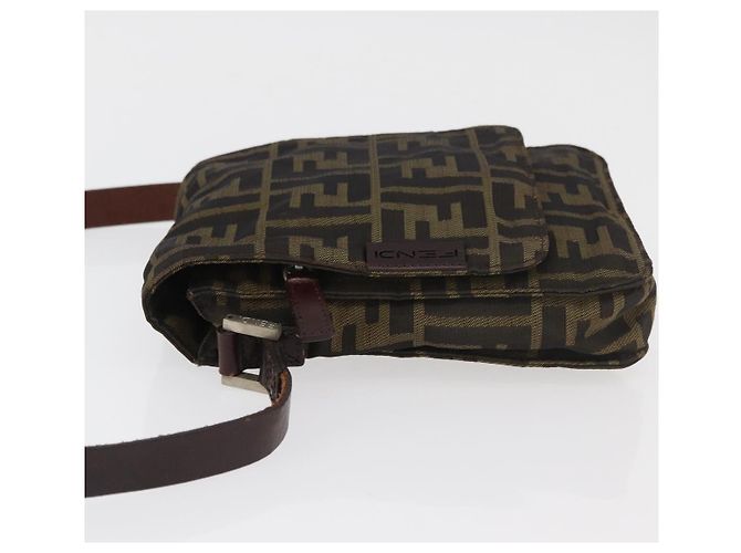 Borsa a Spalla in Tela Zucca FENDI Nera e Marrone Auth 178582 Nero - vista 4