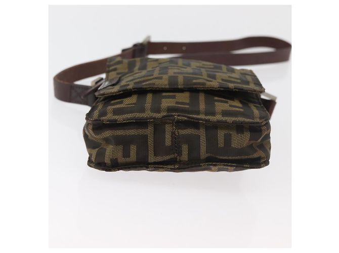 Borsa a Spalla in Tela Zucca FENDI Nera e Marrone Auth 178582 Nero - vista 5