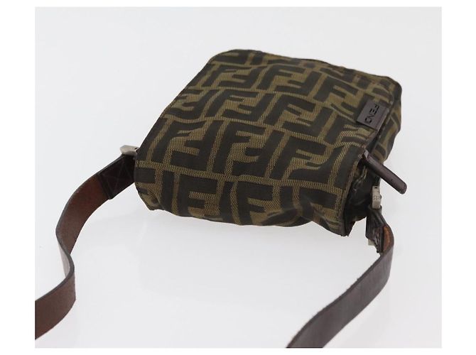 Borsa a Spalla in Tela Zucca FENDI Nera e Marrone Auth 178582 Nero - vista 6