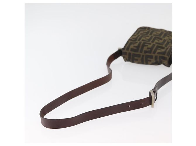 Borsa a Spalla in Tela Zucca FENDI Nera e Marrone Auth 178582 Nero - vista 7