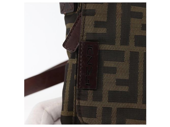 Borsa a Spalla in Tela Zucca FENDI Nera e Marrone Auth 178582 Nero - vista 8