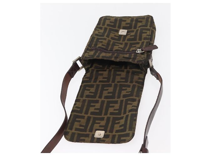 Borsa a Spalla in Tela Zucca FENDI Nera e Marrone Auth 178582 Nero - vista 9