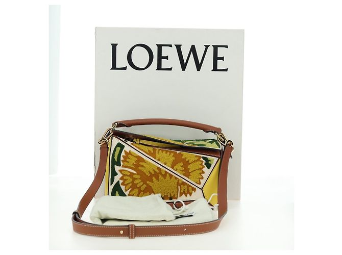 LOEWE Borsa Puzzle Piccola Hammock Borsa a Mano Pelle Marrone Oro Auth 177978SM D'oro - vista 12