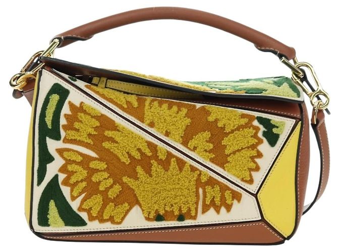 LOEWE Borsa Puzzle Piccola Hammock Borsa a Mano Pelle Marrone Oro Auth 177978SM D'oro - vista 13