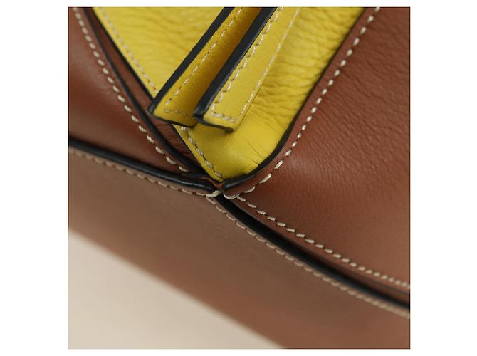 LOEWE Borsa Puzzle Piccola Hammock Borsa a Mano Pelle Marrone Oro Auth 177978SM D'oro - vista 19