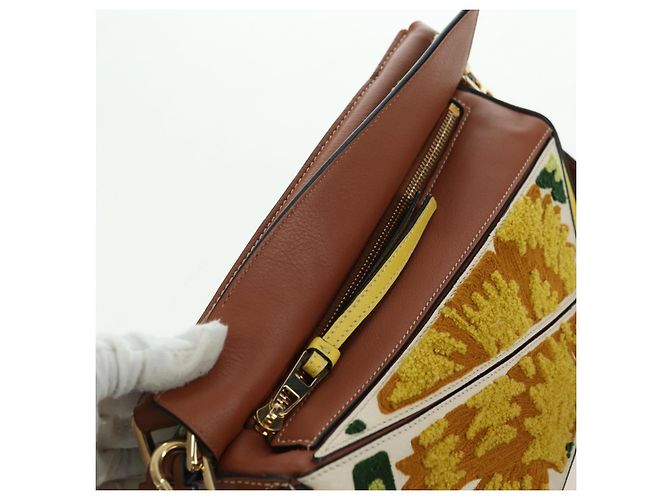 LOEWE Borsa Puzzle Piccola Hammock Borsa a Mano Pelle Marrone Oro Auth 177978SM D'oro - vista 22
