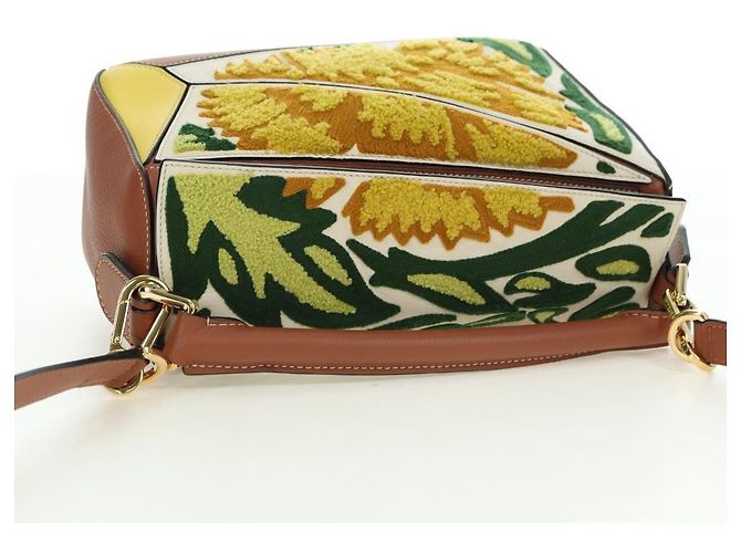 LOEWE Borsa Puzzle Piccola Hammock Borsa a Mano Pelle Marrone Oro Auth 177978SM D'oro - vista 6