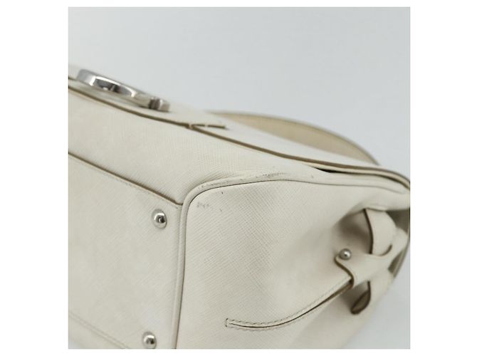 Borsa a mano Gancini in pelle bianca e argento di Salvatore Ferragamo Auth 177310A Bianco - vista 10