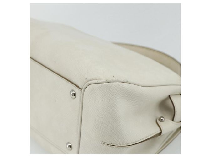 Borsa a mano Gancini in pelle bianca e argento di Salvatore Ferragamo Auth 177310A Bianco - vista 12