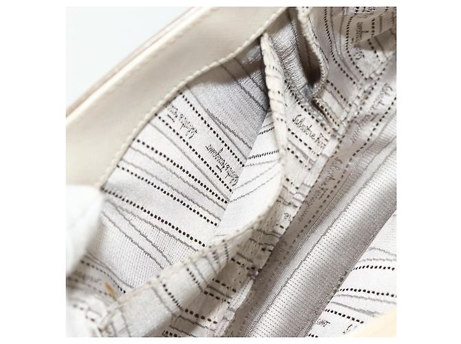 Borsa a mano Gancini in pelle bianca e argento di Salvatore Ferragamo Auth 177310A Bianco - vista 24
